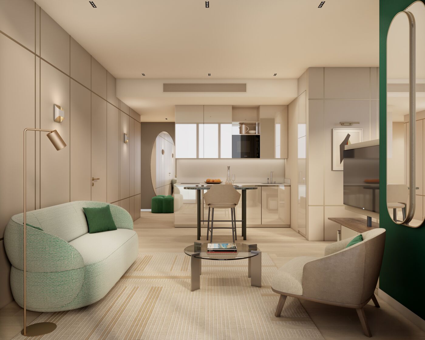 Living room in a 2+1 apartment