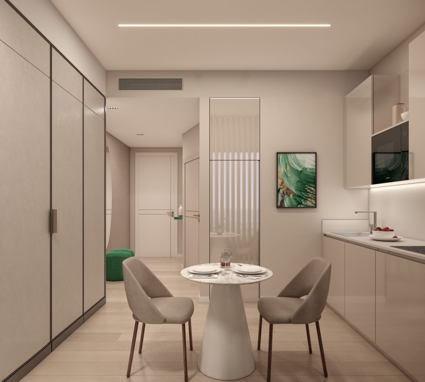 Kitchen area of a studio
