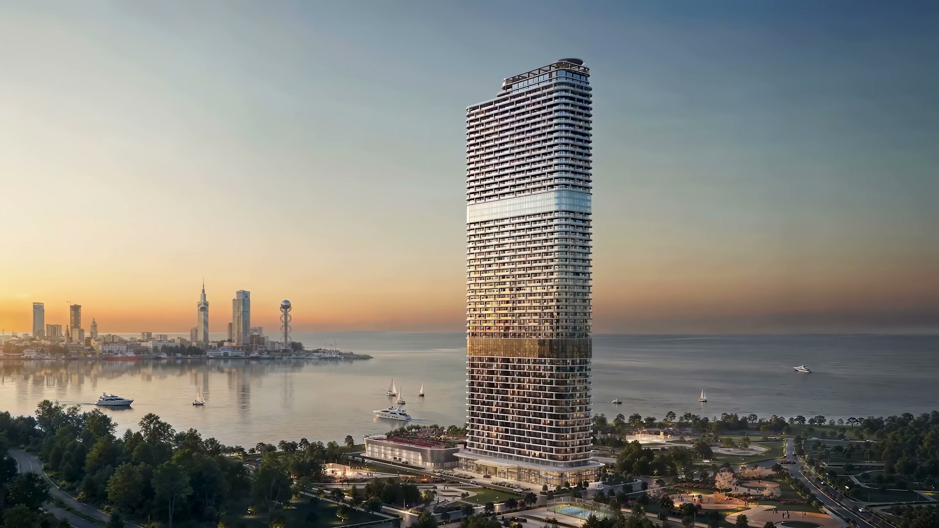 Визуализация The First Tower у моря в Батуми